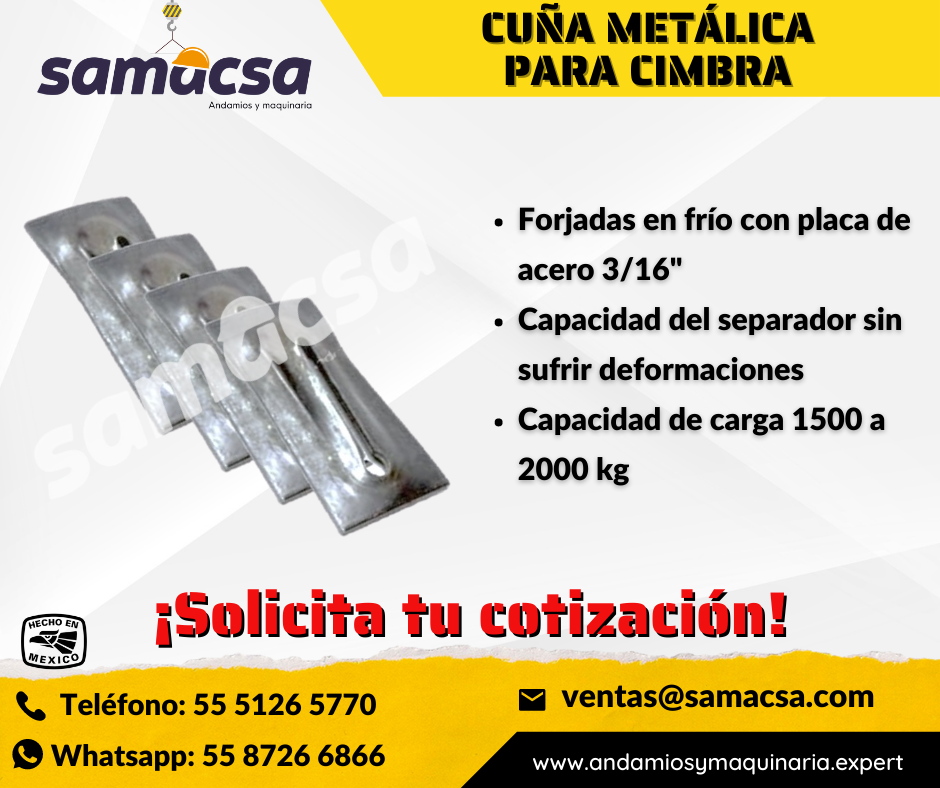 CUÑAS METÁLICAS REFORZADAS PARA CIMBRA