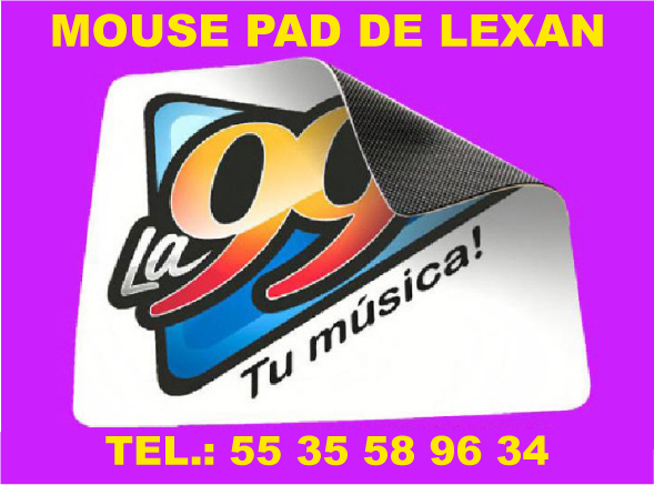 MOUSE PAD DE LEXAN  A TODO COLOR CON BASE ANTIDERRAPANTE DE PEDUPRENO