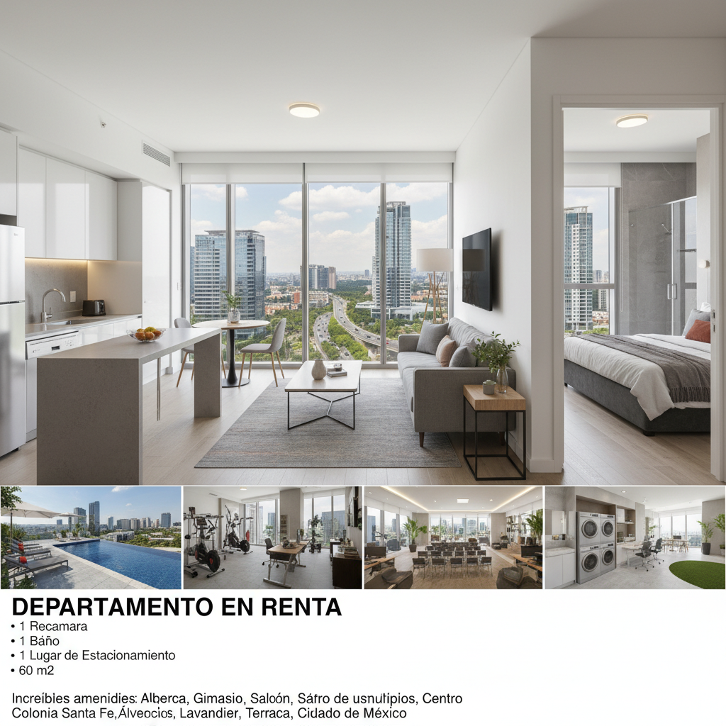 Departamento en Renta en la Colonia Santa Fe, Álvaro Obregón, Ciudad de México