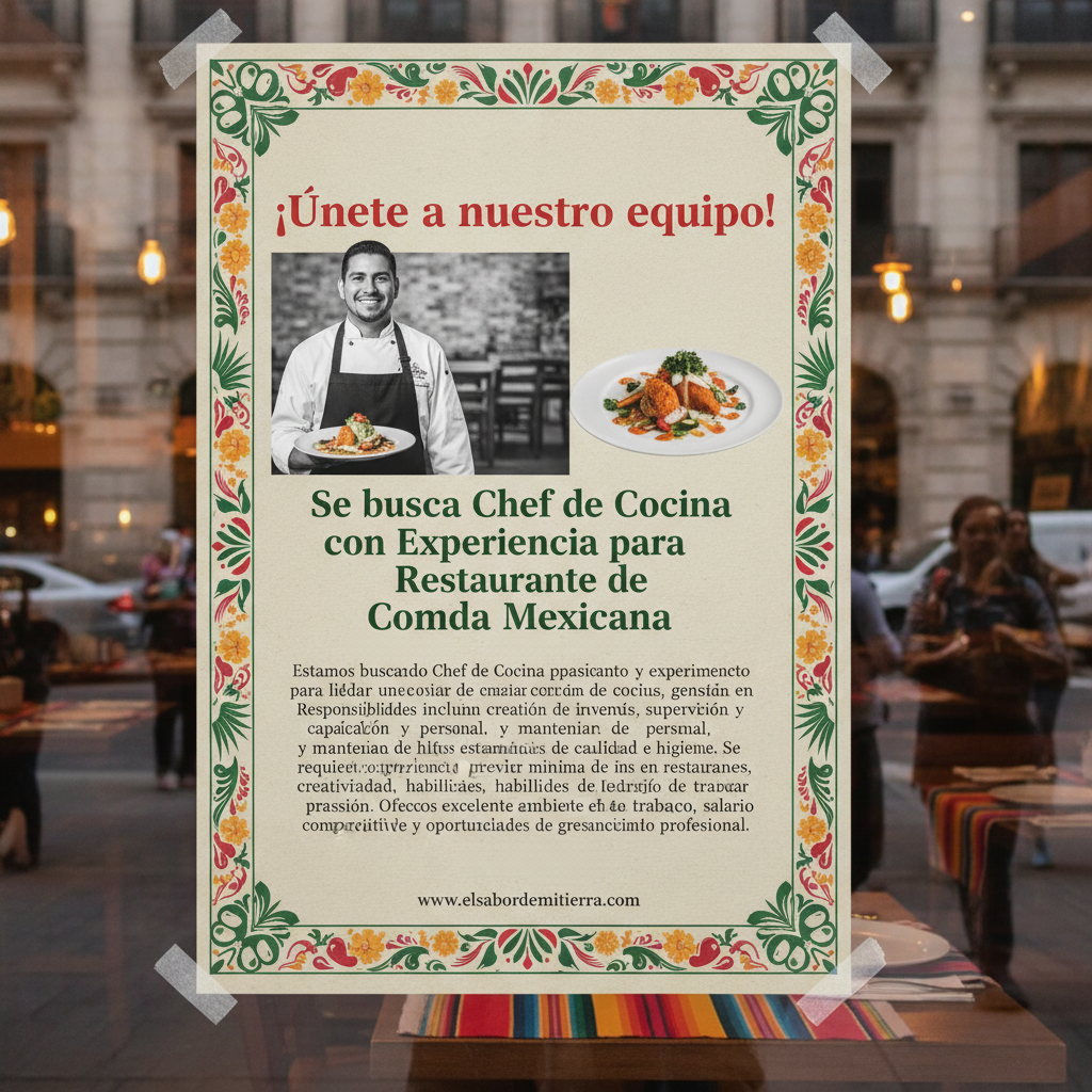 Se busca Chef de Cocina con Experiencia para Restaurante de Comida Mexicana