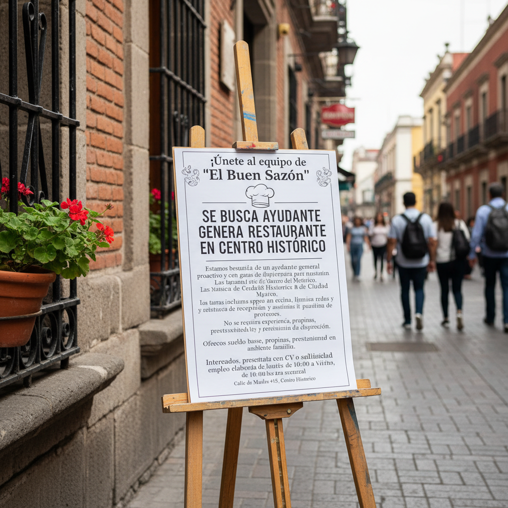 Se busca Ayudante General para Restaurante en Centro Histórico