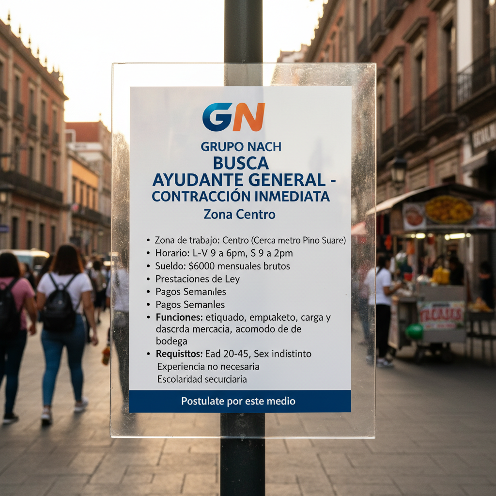 Ayudante General - Zona Centro