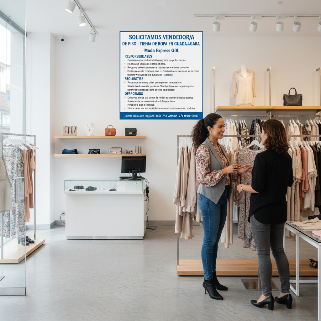 Solicitamos Vendedor/a de Piso - Tienda de Ropa en Guadalajara