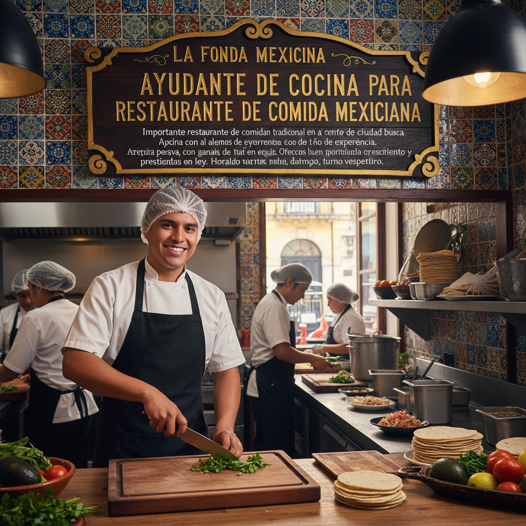 Ayudante de Cocina para Restaurante de Comida Mexicana