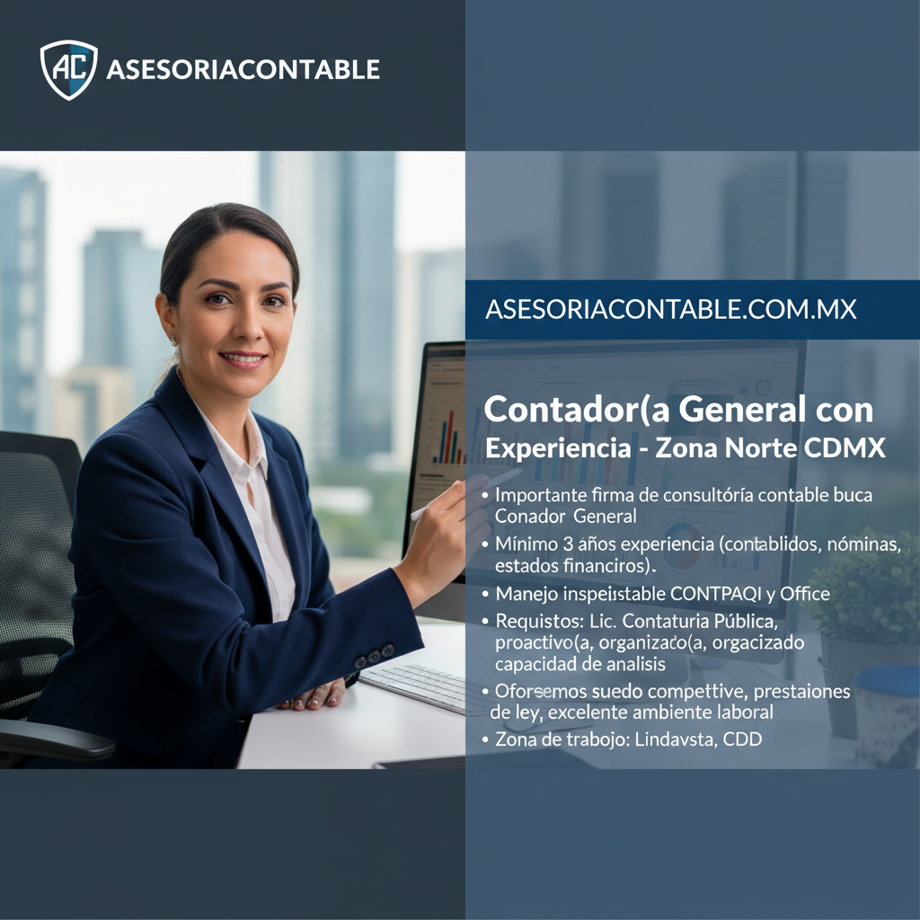 Contador(a) General con Experiencia - Zona Norte CDMX