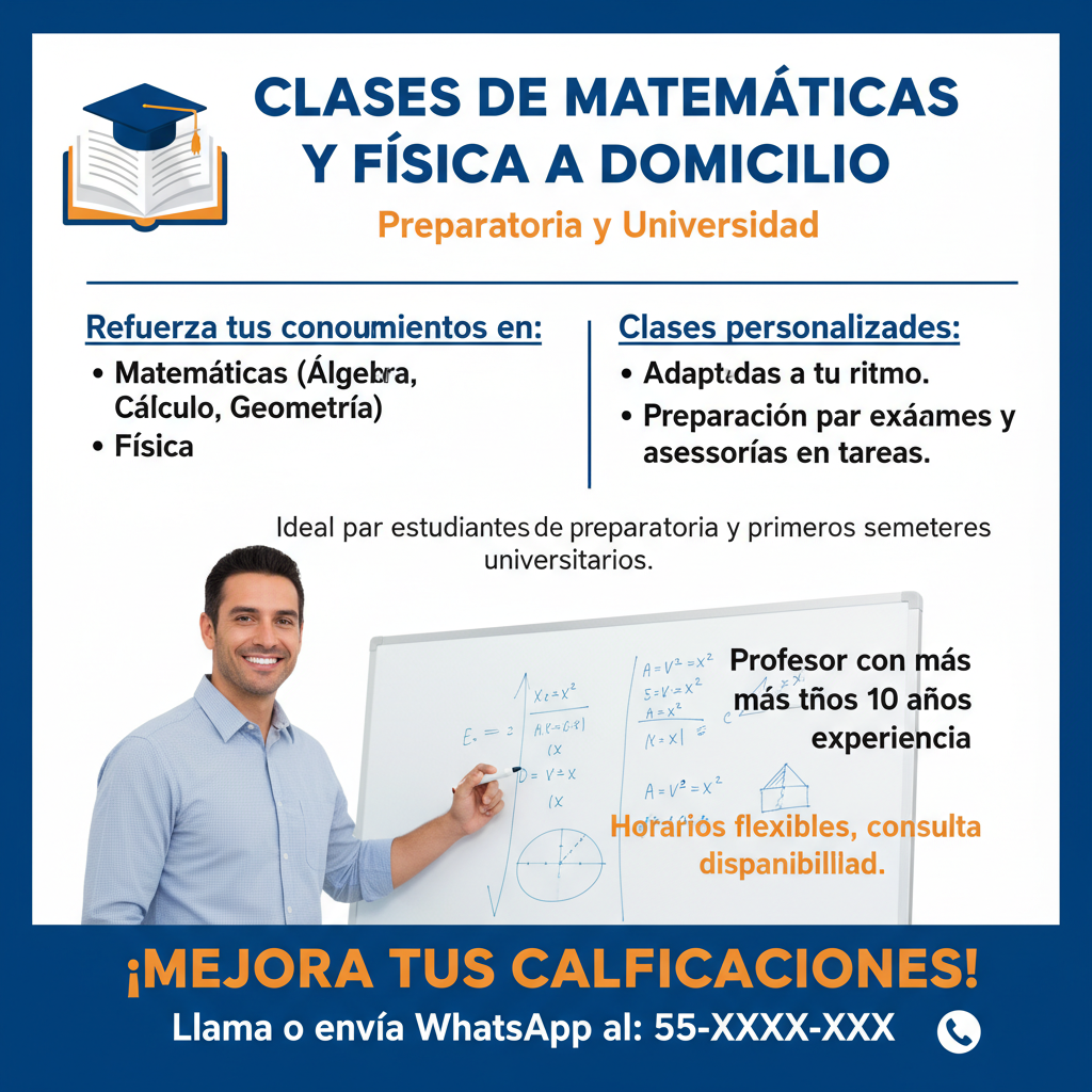 Clases de Matemáticas y Física a Domicilio - Preparatoria y Universidad