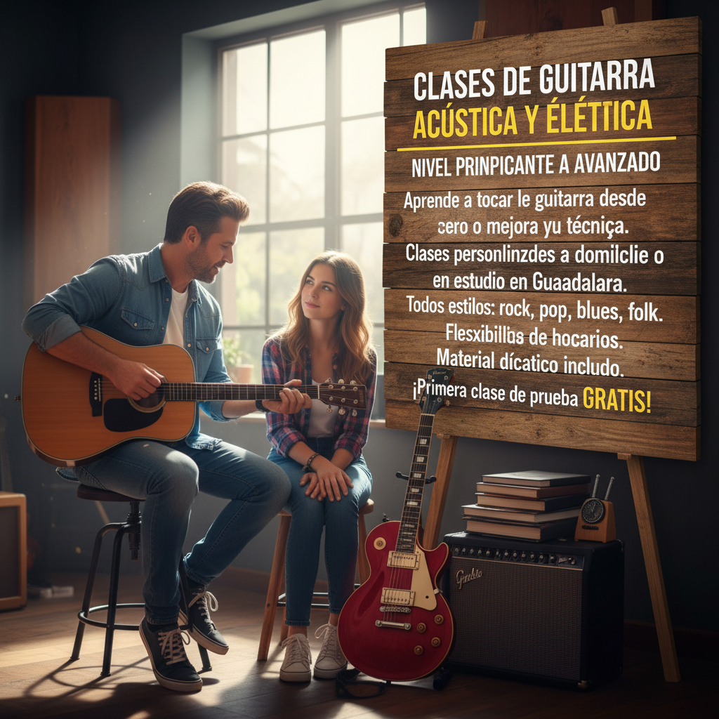 Clases de Guitarra Acústica y Eléctrica - Nivel Principiante a Avanzado
