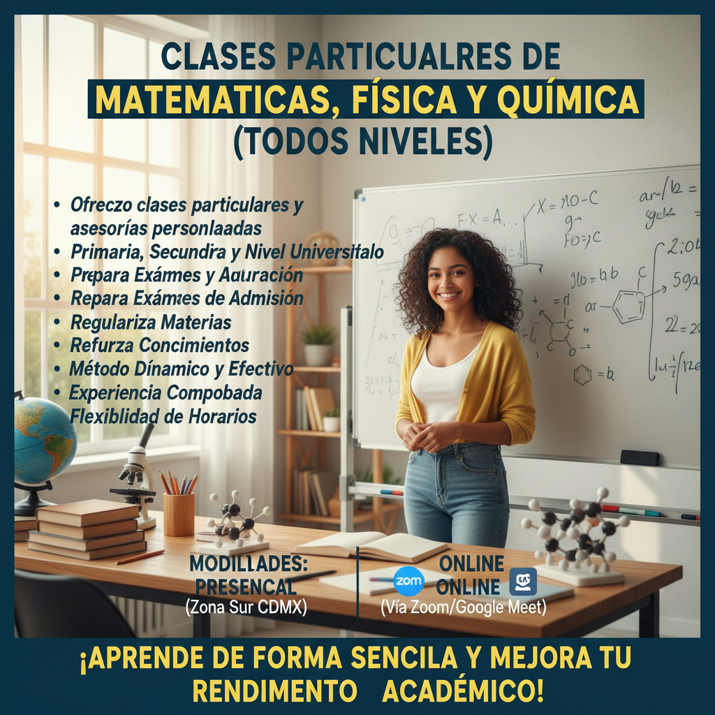 Clases Particulares de Matemáticas, Física y Química (Todos los niveles)