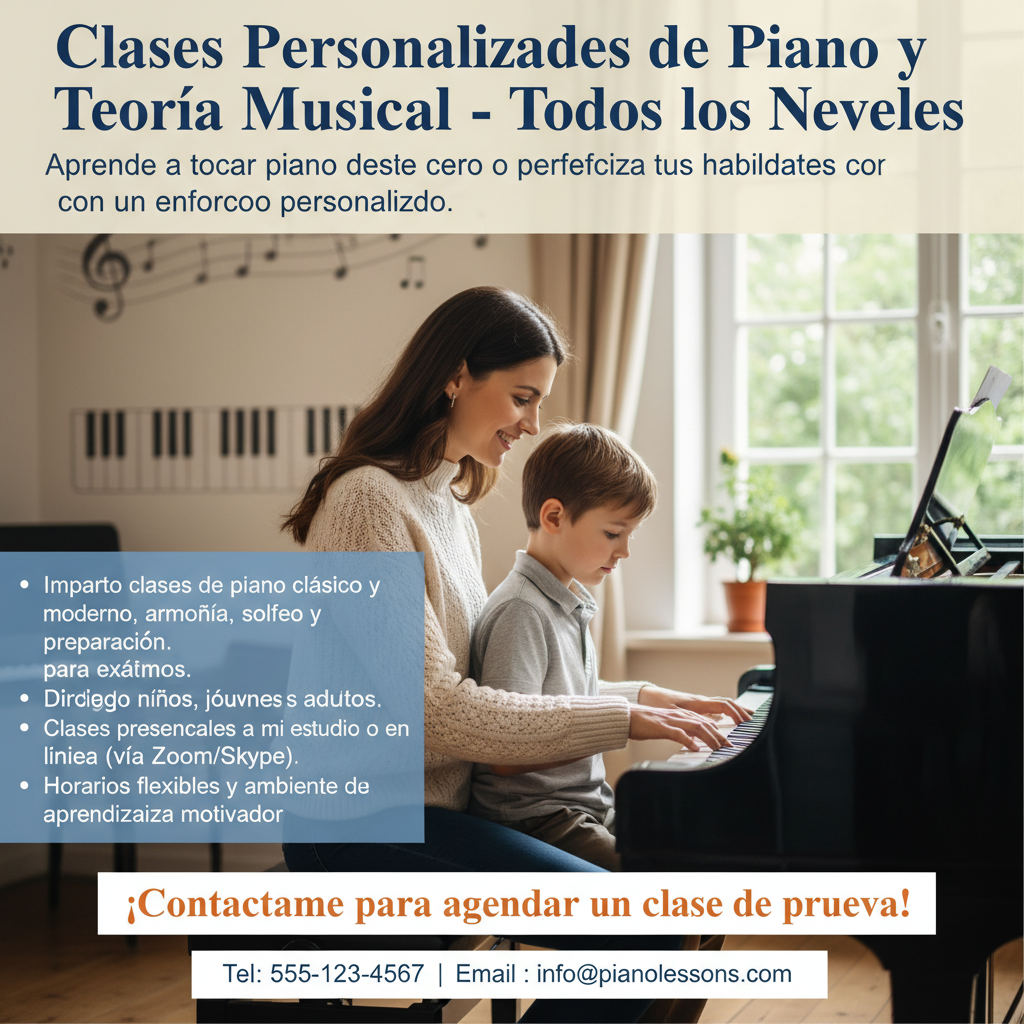 Clases Personalizadas de Piano y Teoría Musical - Todos los Niveles