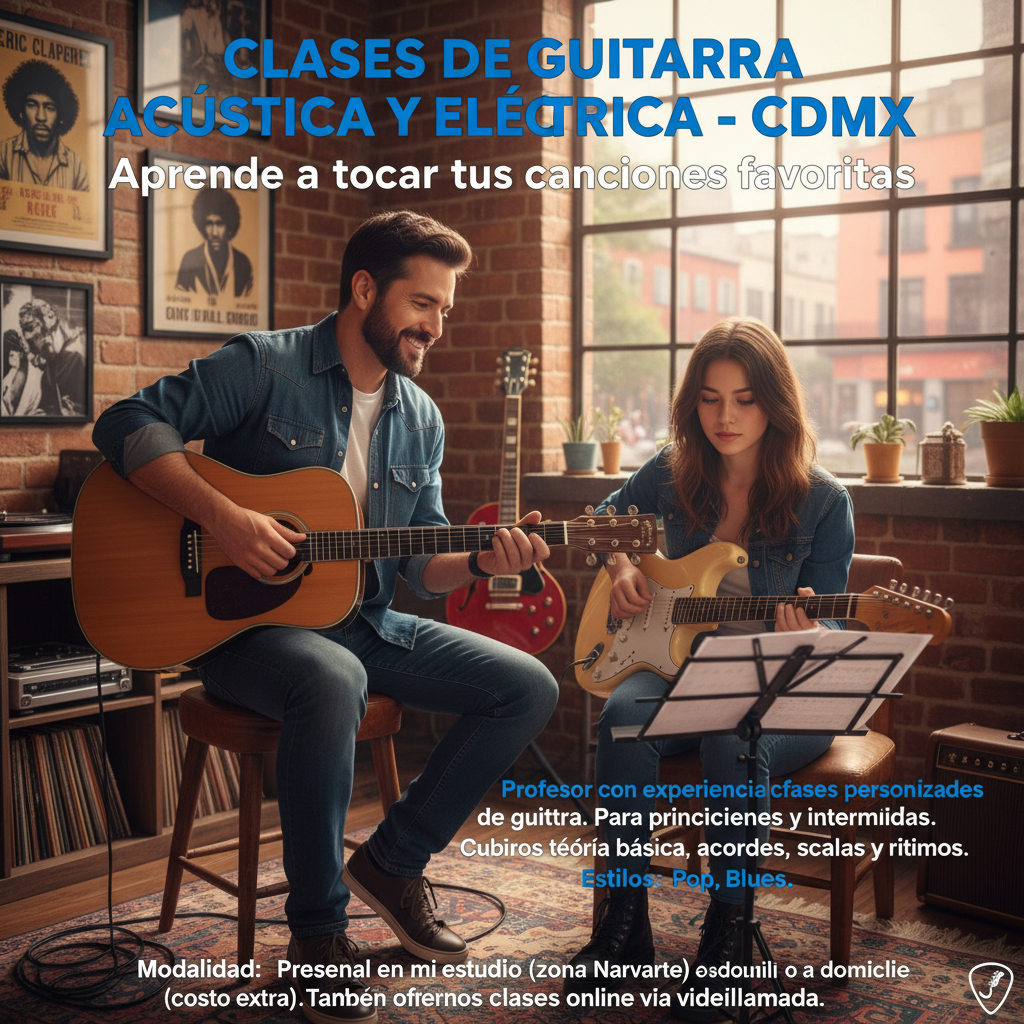 CLASES DE GUITARRA ACÚSTICA Y ELÉCTRICA - CDMX