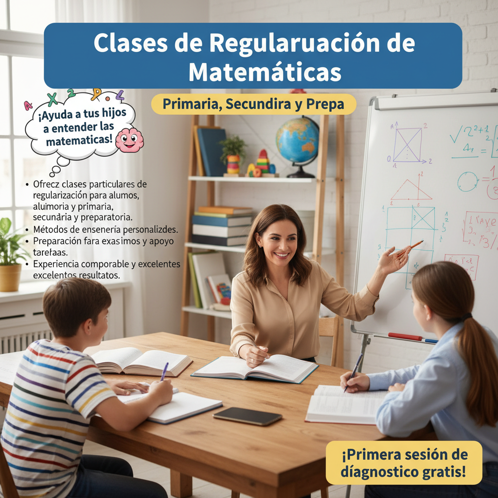 Clases de Regularización de Matemáticas - Primaria, Secundaria y Prepa