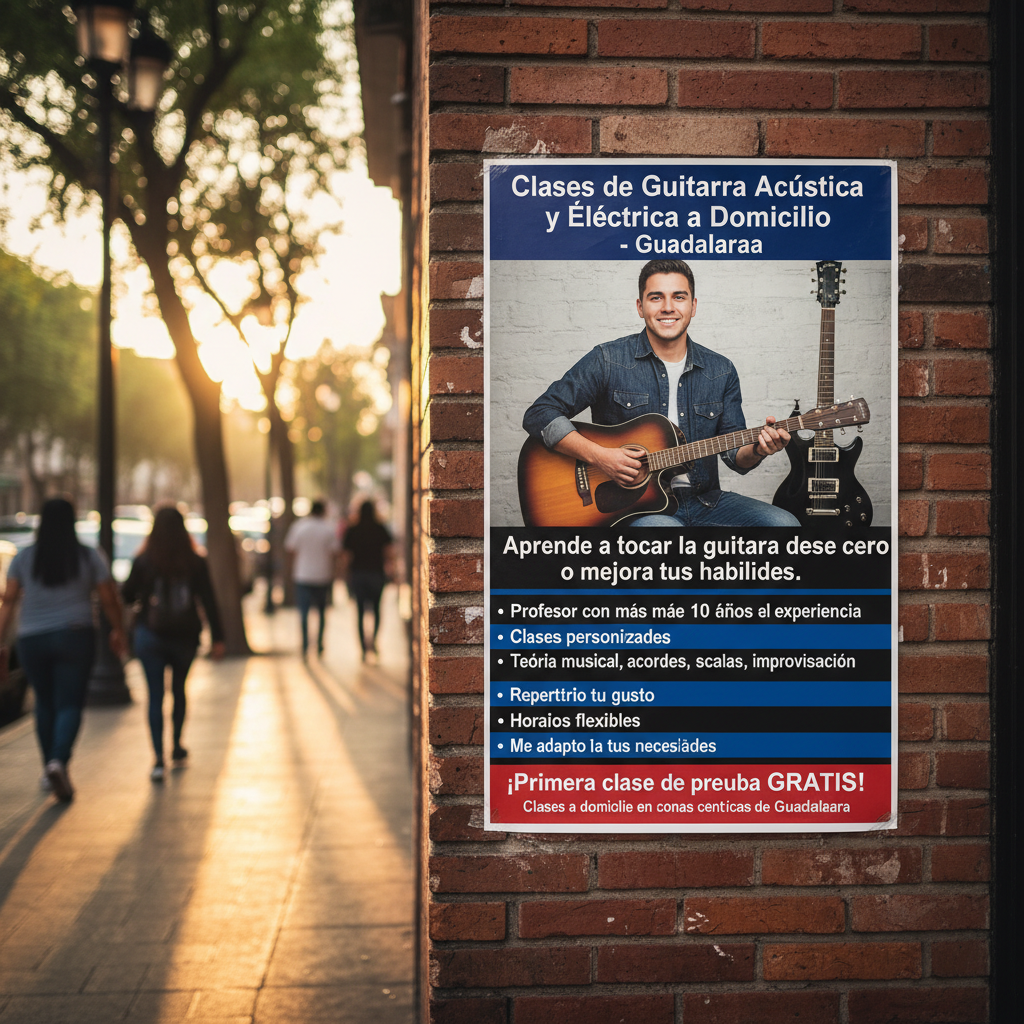 Clases de Guitarra Acústica y Eléctrica a Domicilio - Guadalajara