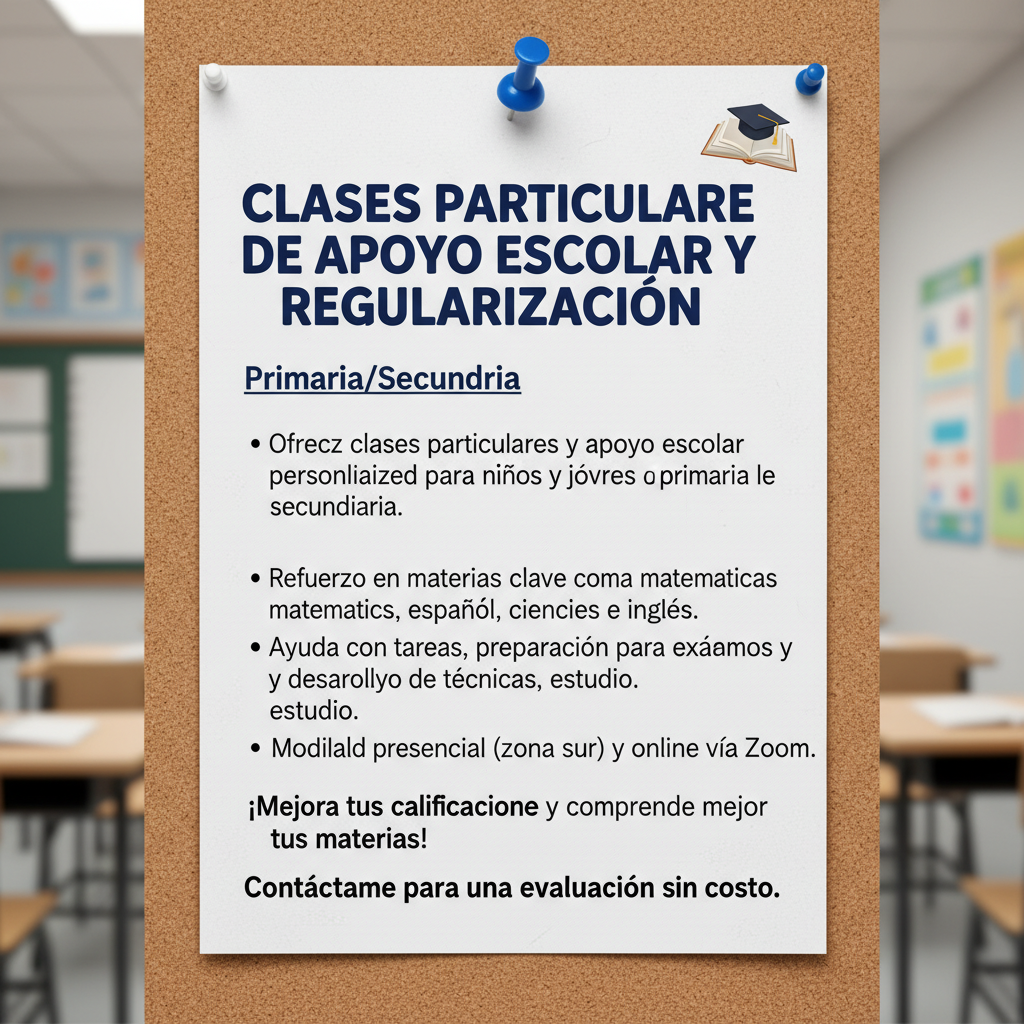 Clases Particulares de Apoyo Escolar y Regularización - Primaria/Secundaria