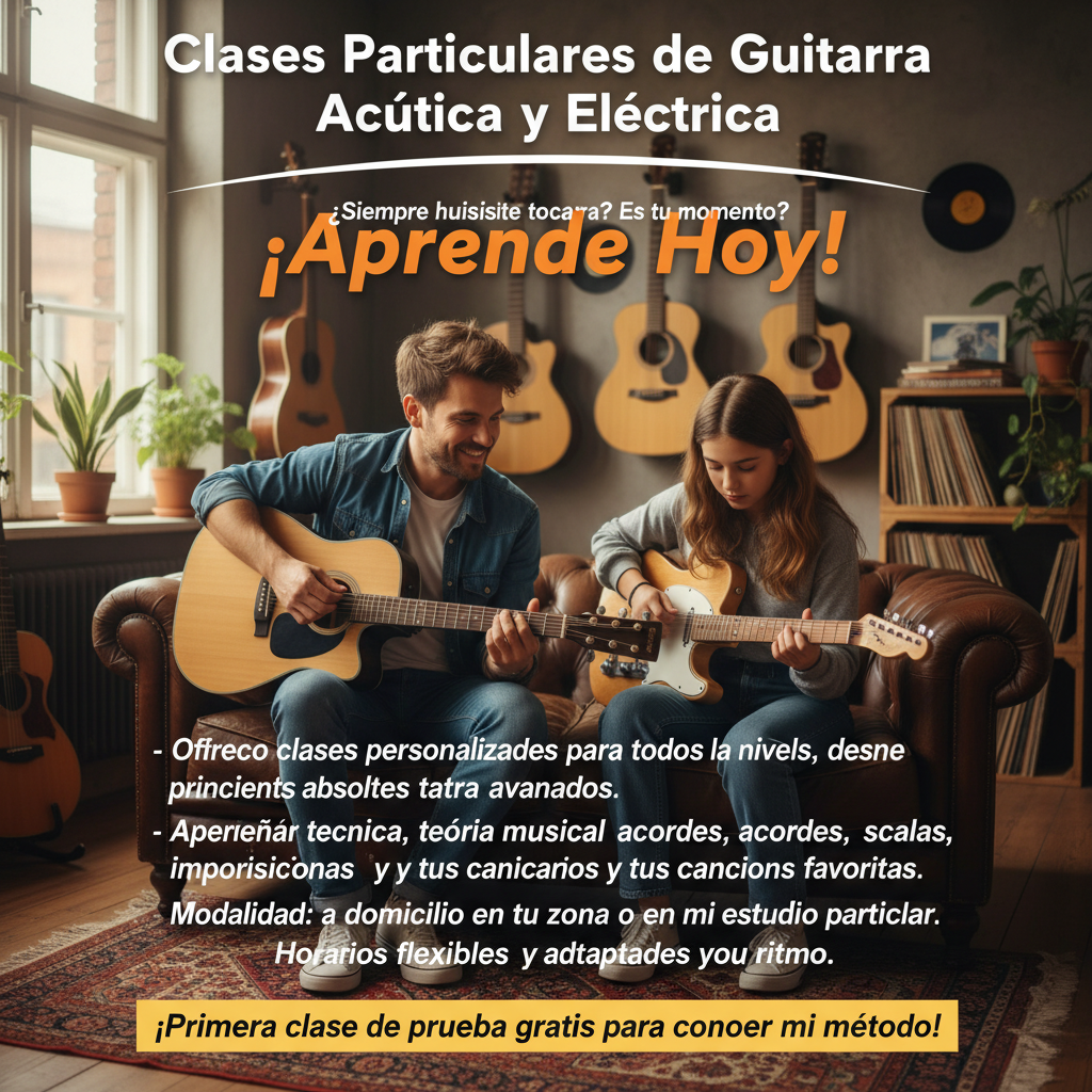 Clases Particulares de Guitarra Acústica y Eléctrica - ¡Aprende Hoy!