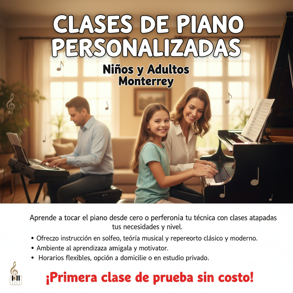 Clases de Piano Personalizadas - Niños y Adultos - Monterrey