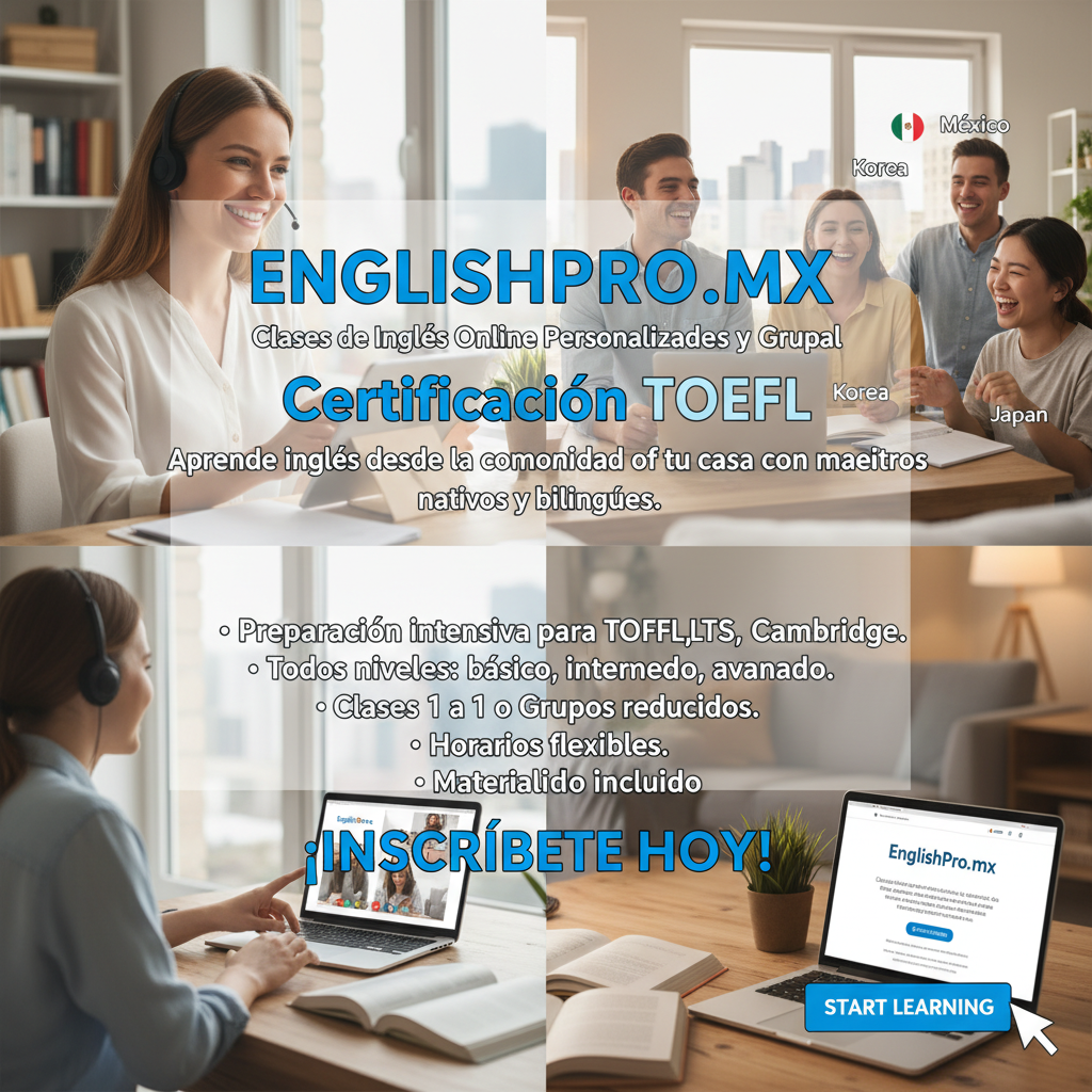 Clases de Inglés Online Personalizadas y Grupal - Certificación TOEFL