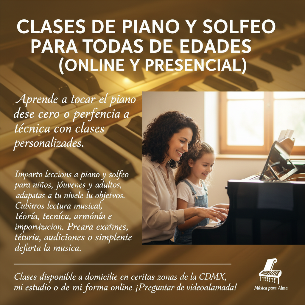 Clases de Piano y Solfeo para Todas las Edades (Online y Presencial)