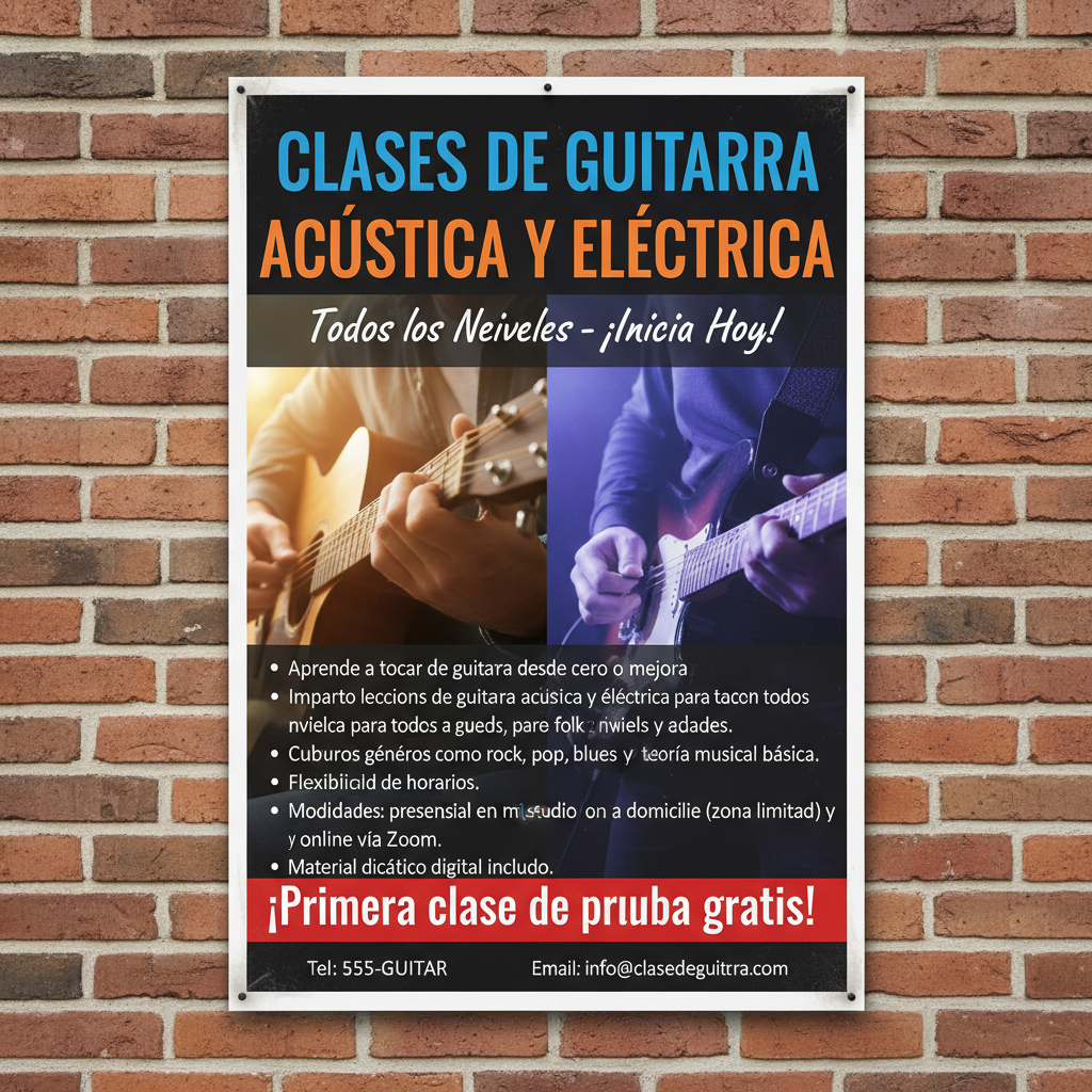 Clases de Guitarra Acústica y Eléctrica - Todos los Niveles - ¡Inicia Hoy!