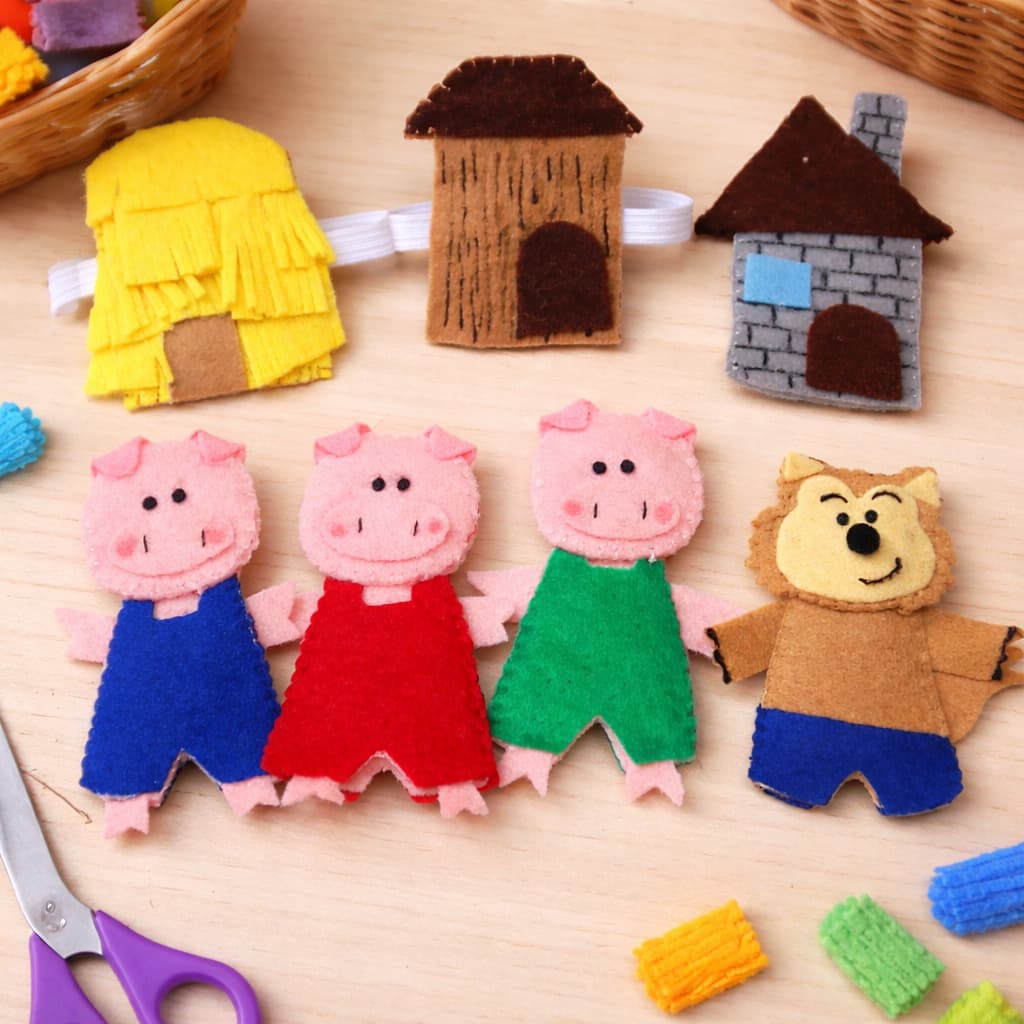 🐷🐷🐷 Set Didáctico de Fieltro – Los Tres Cochinitos y el Lobo 🐺🏠